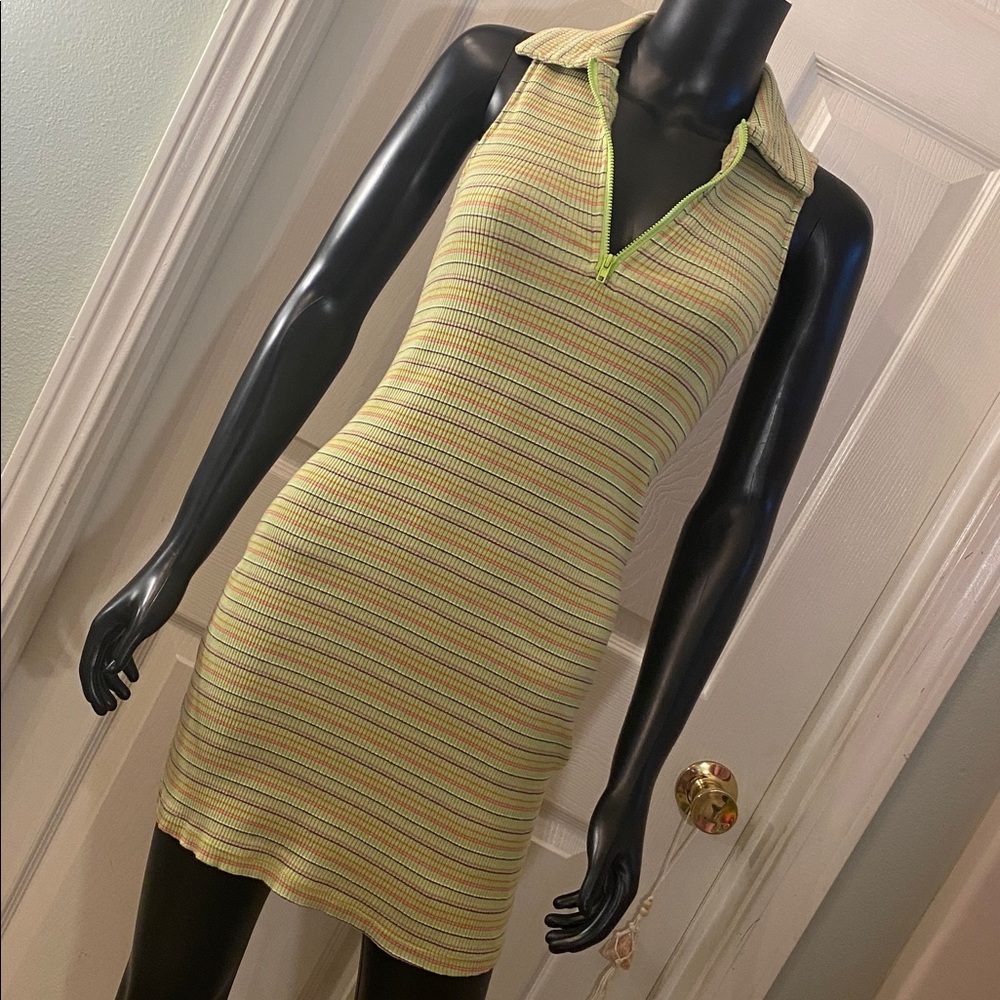 Wild Fable Green Lover Striped Mini 90s Y2K Kawaii Cute Dress